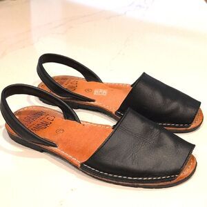 The Spanish Sandal Co Black Leather Sandals Size 38